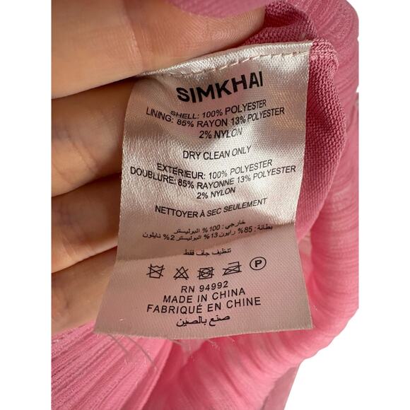 Simkhai Kelso Knit Midi Skirt Gauze Ruffle Hem Statement Elegant Candy Pink Sz S - Picture 12 of 14